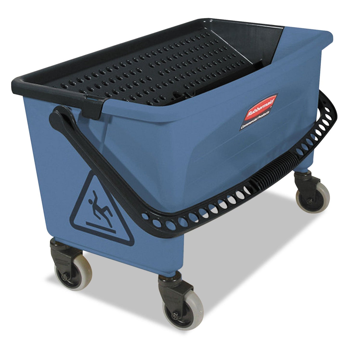 RCPQ930 Microfiber Finish Bucket, with Lid, 3 gal, Blue RUBBERMAID COMMERCIAL PROD.