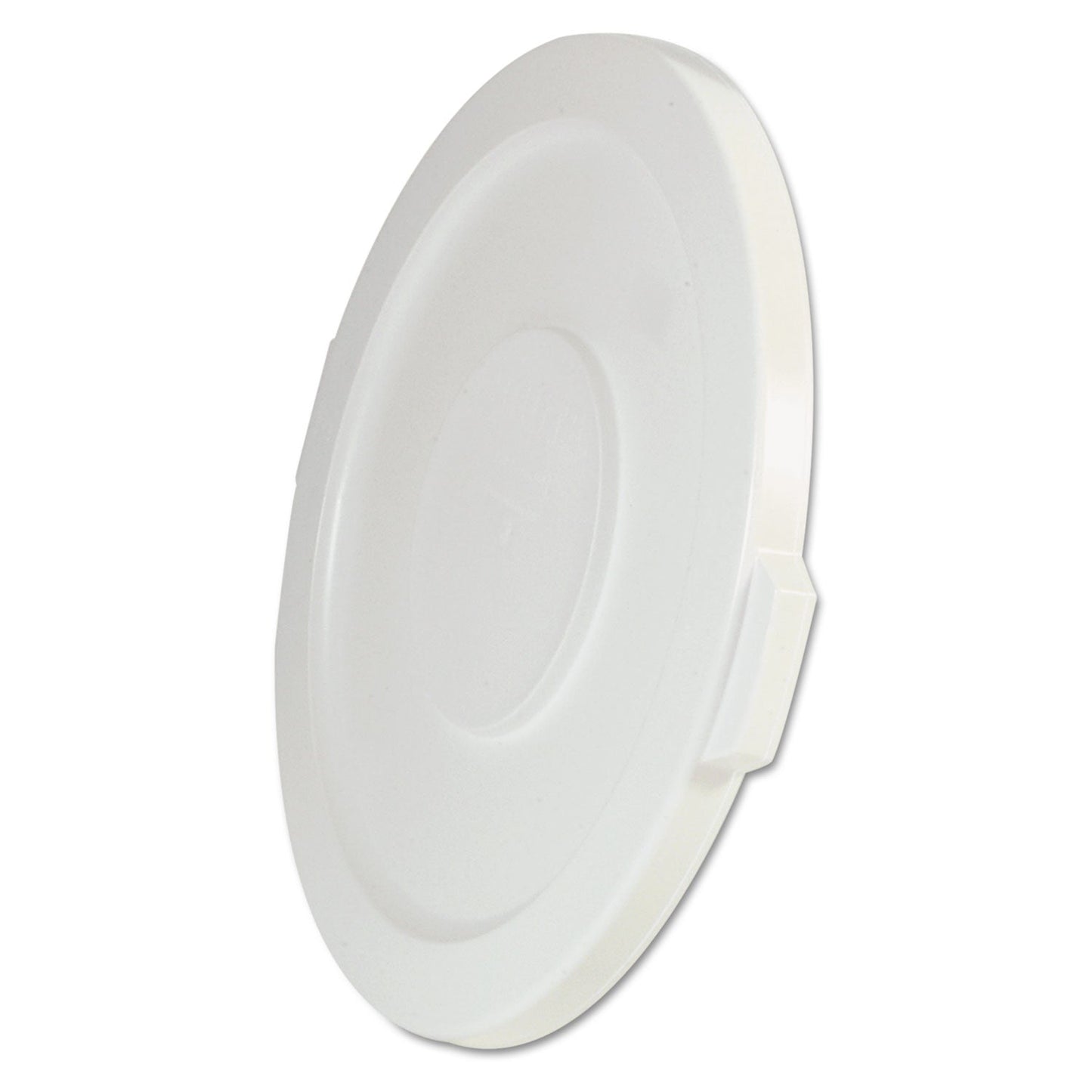 RCP2631WHI BRUTE Self-Draining Flat Top Lids for 32 gal Round BRUTE Containers, 22.25" Diameter, White RUBBERMAID COMMERCIAL PROD.