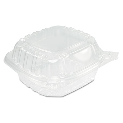 DCCC53PST1 ClearSeal Hinged-Lid Plastic Containers, Sandwich Container, 13.8 oz, 5.4 x 5.3 x 2.6, Clear, Plastic, 500/Carton