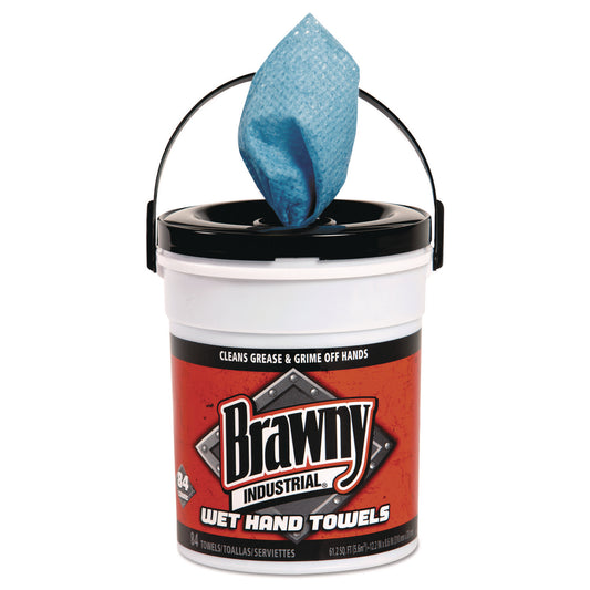 GPC21501 Wet Hand Towels, 1-Ply, 8.6 x 12.2, Fresh Scent, Blue, 84/Pail, 6/Carton