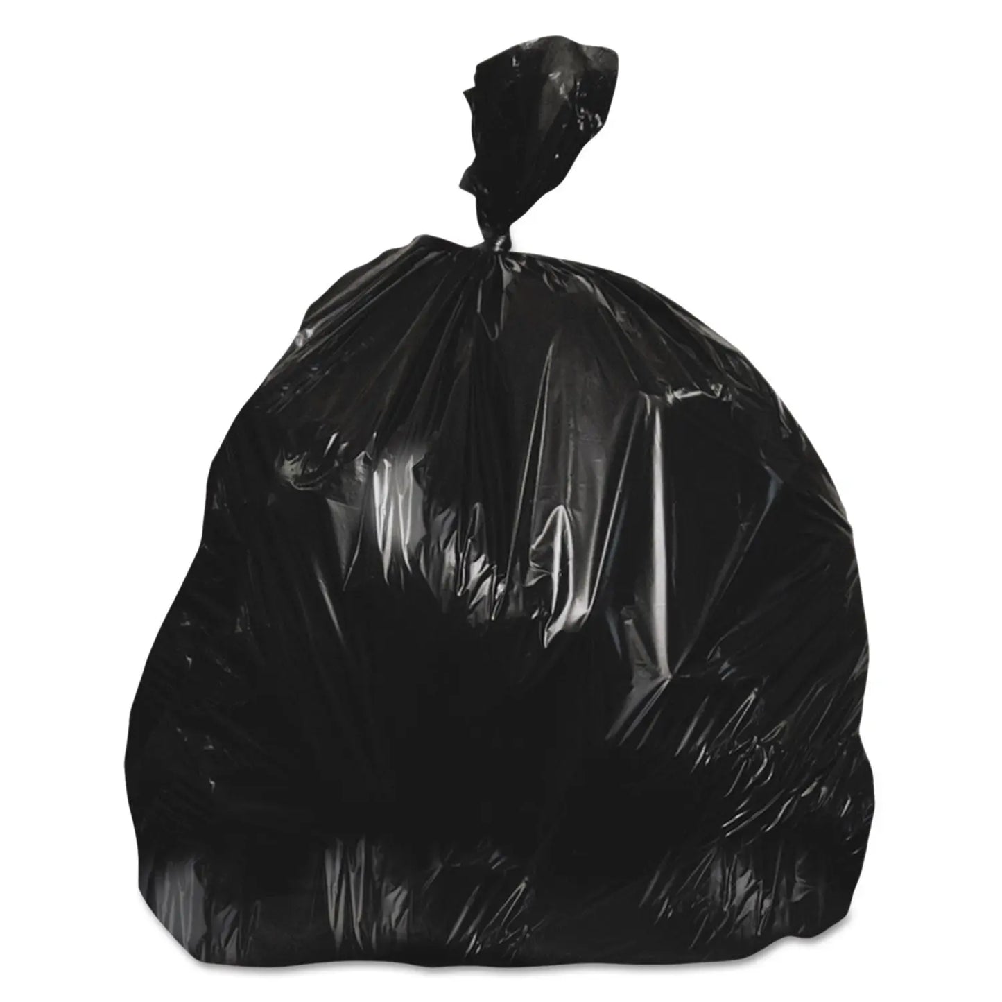 HERZ8648WKR01 High-Density Waste Can Liners, 56 gal, 22 mic, 43" x 48", Black, 25 Bags/Roll, 6 Rolls/Carton Heritage