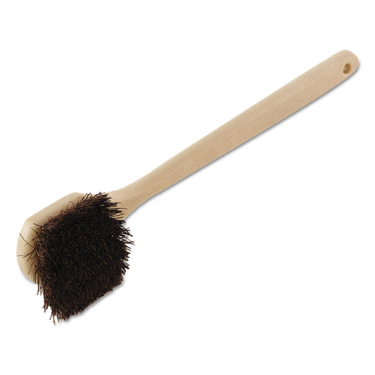 BWK4120 Utility Brush, Brown Palmyra Fiber Bristles, 5.5" Brush, 14.5" Tan Plastic Handle