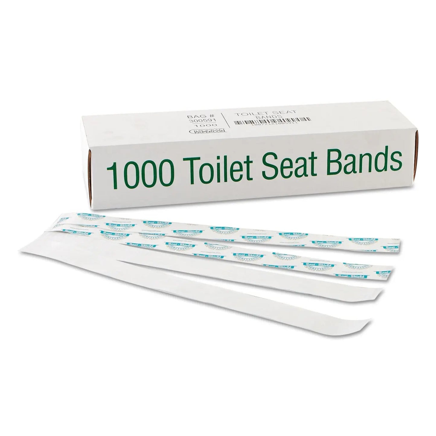 BGC300591 Sani/Shield Printed Toilet Seat Band, 16 x 1.5, Blue/White, 1,000/Carton Bagcraft