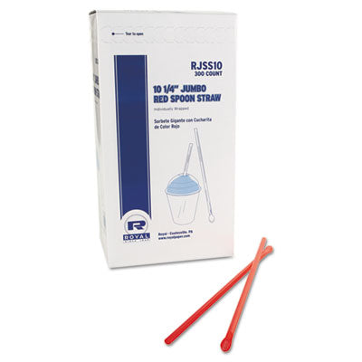 RPPRJSS10 Jumbo Spoon Straw, 10.25", Plastic, Red, 300/pack, 18 Packs/carton AMERCAREROYAL