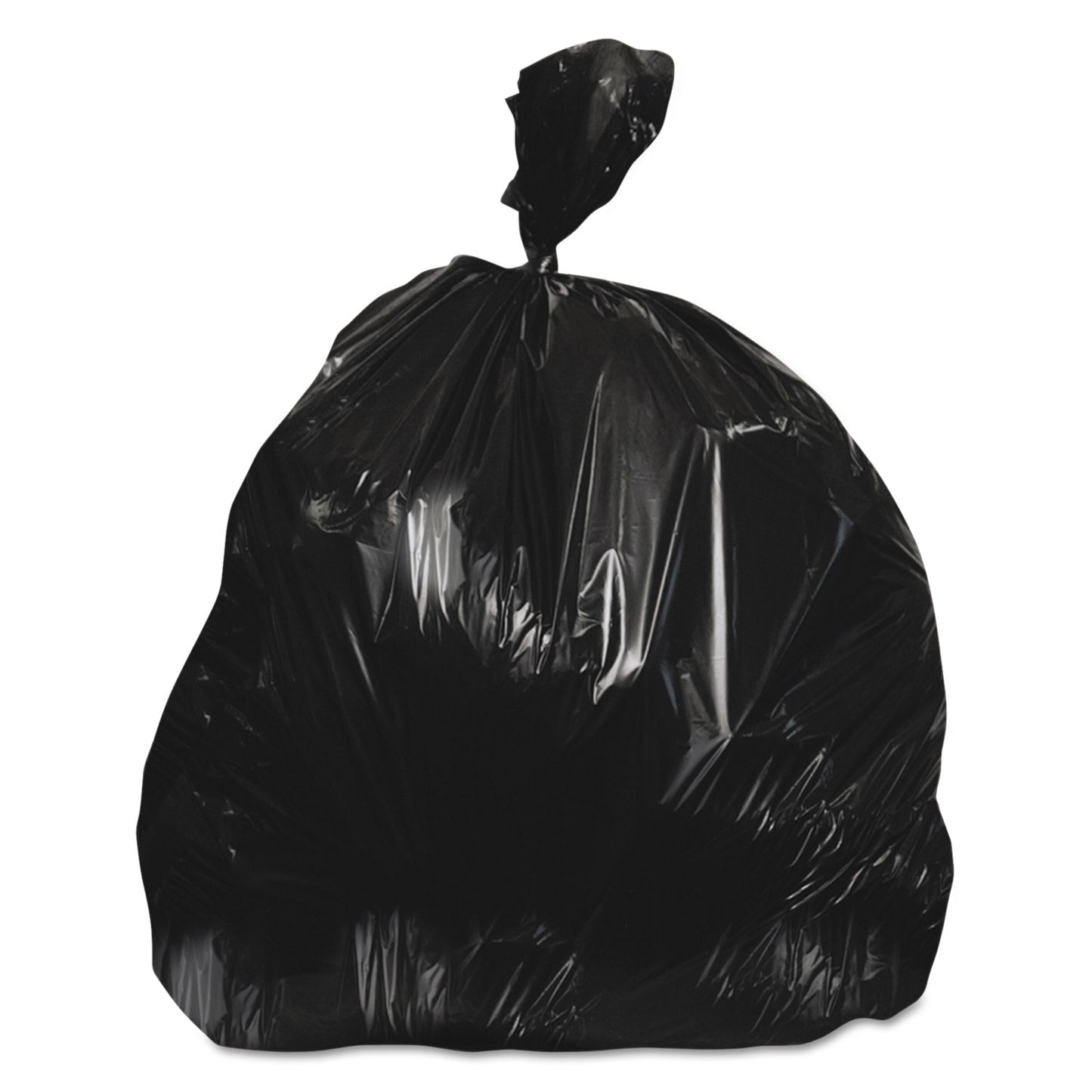 HERZ7660WKR01 High-Density Waste Can Liners, 60 gal, 22 mic, 38" x 60", Black, 25 Bags/Roll, 6 Rolls/Carton Heritage