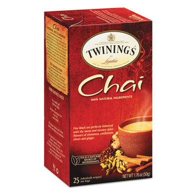 TWG09185 Tea Bags, Chai Spice, 1.76 oz, 25/Box