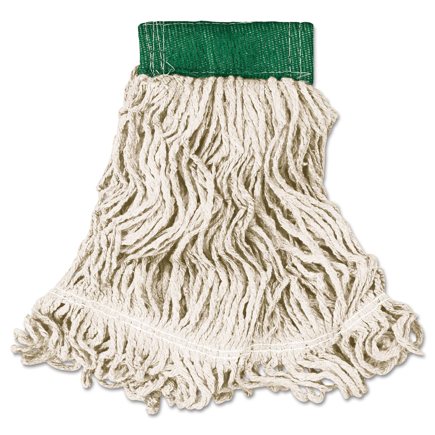 RCPD252WHI Super Stitch Looped-End Wet Mop Head, Cotton/synthetic, Medium, Green/white