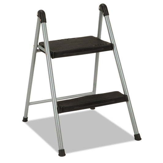 CSC11024PBL1E Folding Step Stool, 2-Step, 200 Lb Capacity, 16.9" Working Height, Platinum/black