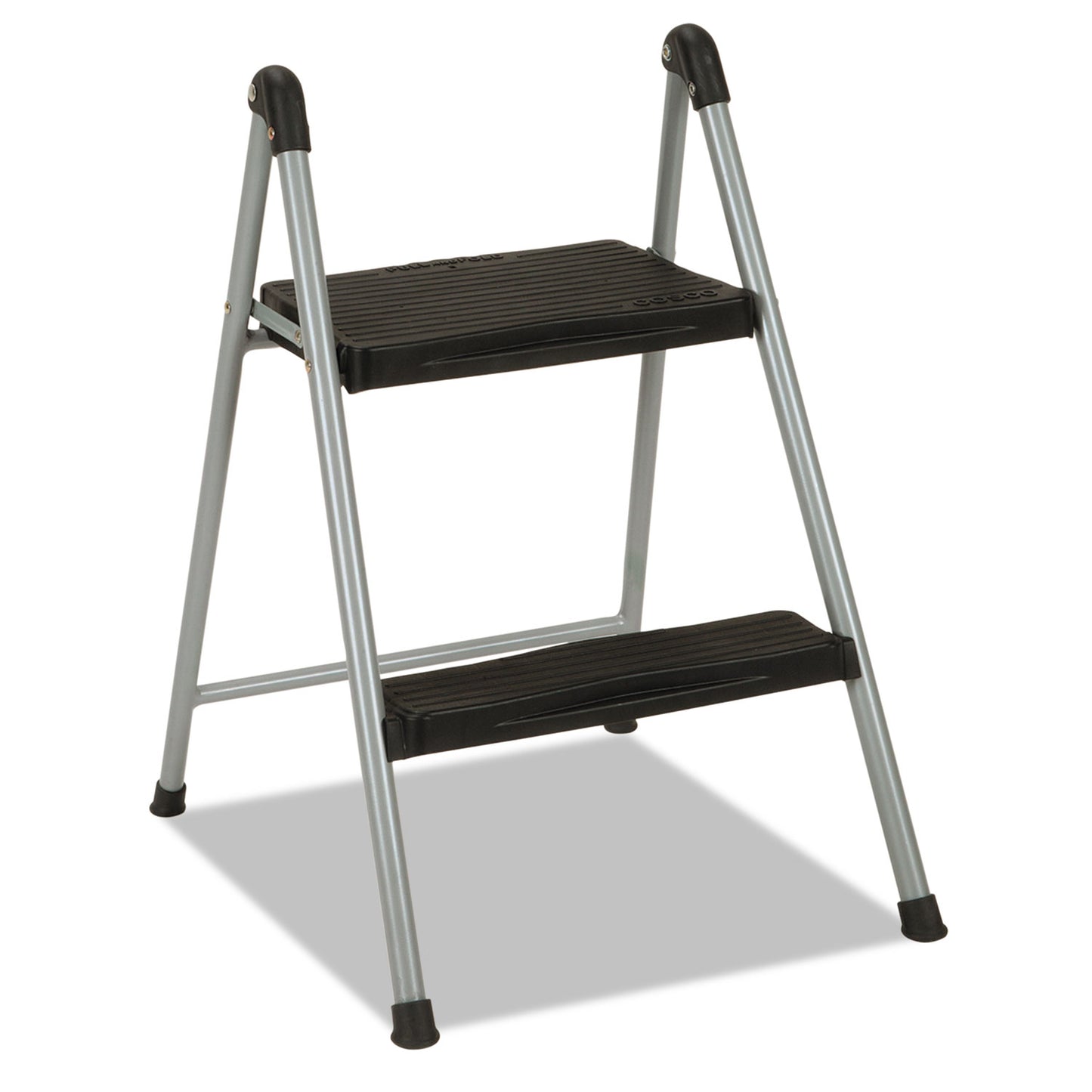 CSC11024PBL1E Folding Step Stool, 2-Step, 200 Lb Capacity, 16.9" Working Height, Platinum/black