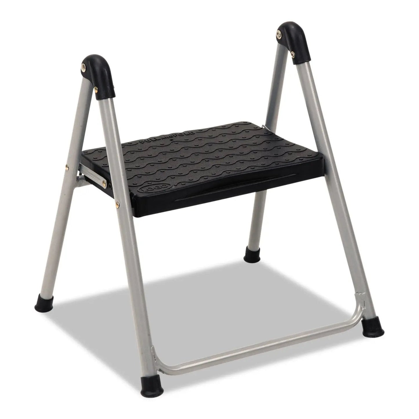 CSC11014PBL1E Folding Step Stool, 1-Step, 200 Lb Capacity, 9.9" Working Height, Platinum/black Cosco