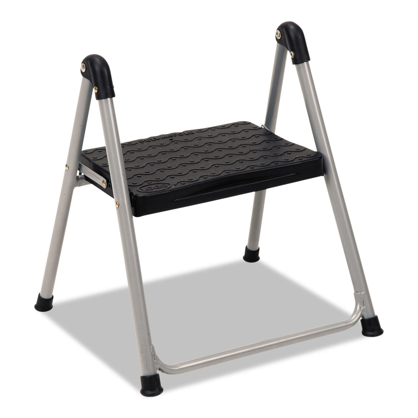 CSC11014PBL1E Folding Step Stool, 1-Step, 200 Lb Capacity, 9.9" Working Height, Platinum/black