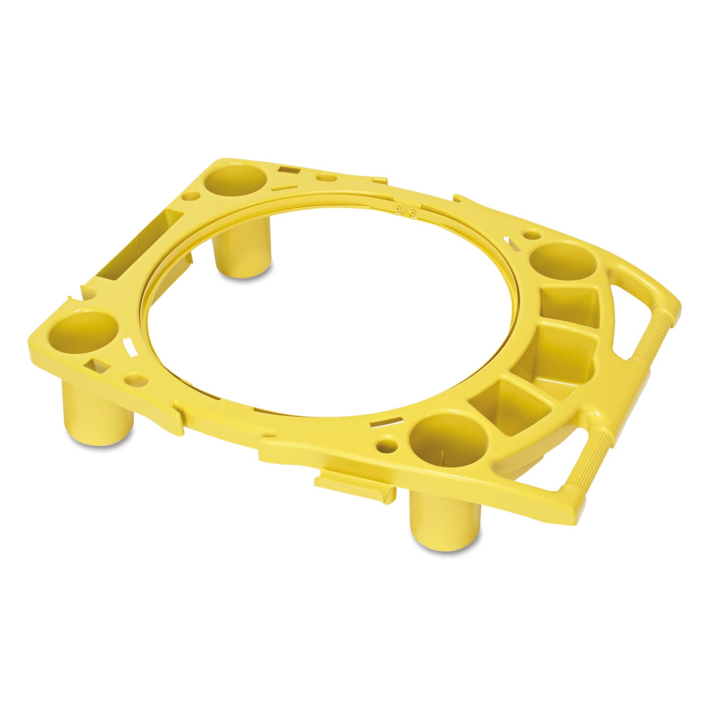 RCP9W87YEL BRUTE Standard Brute Rim Caddy, Four Compartments, Fits 32.5" Diameter Cans, 26.5 x 6.75, Yellow RUBBERMAID COMMERCIAL PROD.