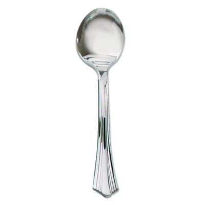 WNA640155 Heavyweight Plastic Soup Spoons, Reflections Design, Silver, 600/Carton