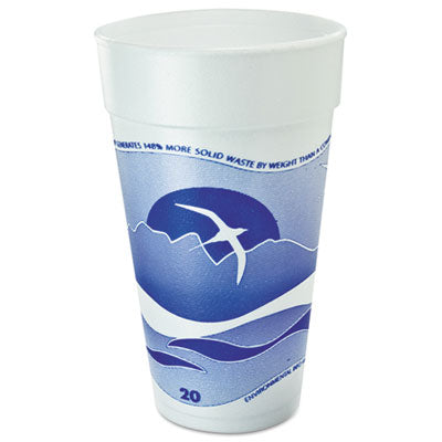 DCC20J16H Horizon Hot/Cold Foam Drinking Cups, 20 oz, White/Blueberry, 25/Bag, 20 Bags/Carton DART