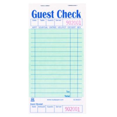 RPPGC36321 Guest Check Pad with Ruled Back, 15 Lines, One-Part (No Copies), 3.5 x 6.7, 50 Forms/Pad, 50 Pads/Carton AMERCAREROYAL