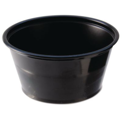 FABPC200B Portion Cups, 2 oz, Plastic, Black, 250/Sleeve, 10 Sleeves/Carton FABRI-KAL
