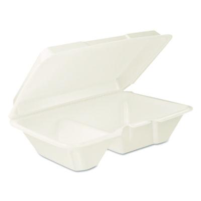 DCC205HT2 Foam Hinged Lid Containers, 6.4 X 9.33 X 2.9, White, 100/bags, 2 Bags/carton