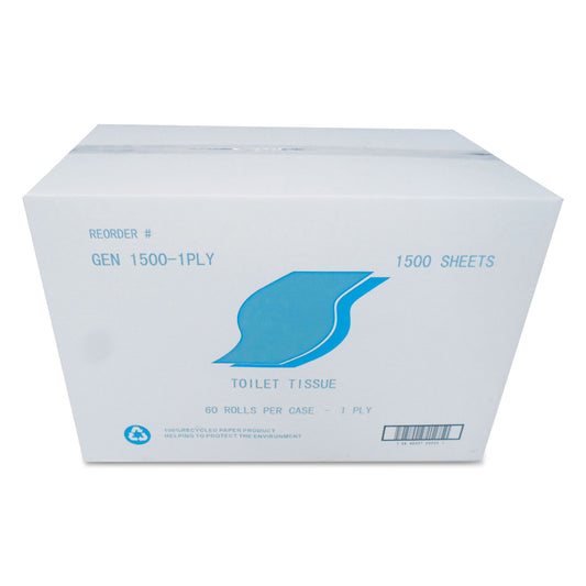 GEN15001PLY Small Roll Bath Tissue, Septic Safe, 1-Ply, White, 1,500 Sheets/roll, 60 Rolls/carton