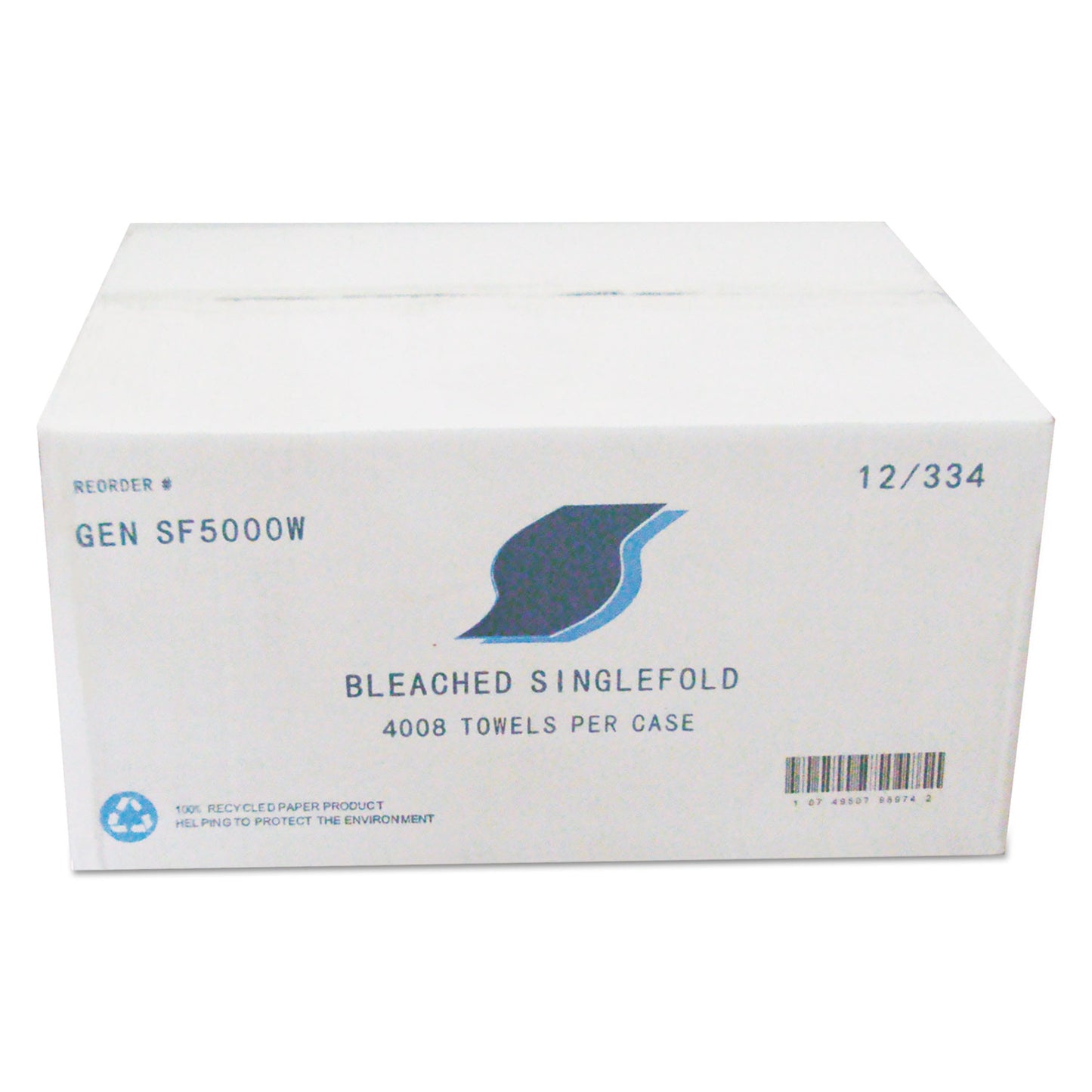 GENSF5000W Single-Fold Paper Towels, 9 X 9.45, White, 334/pack, 12 Packs/carton