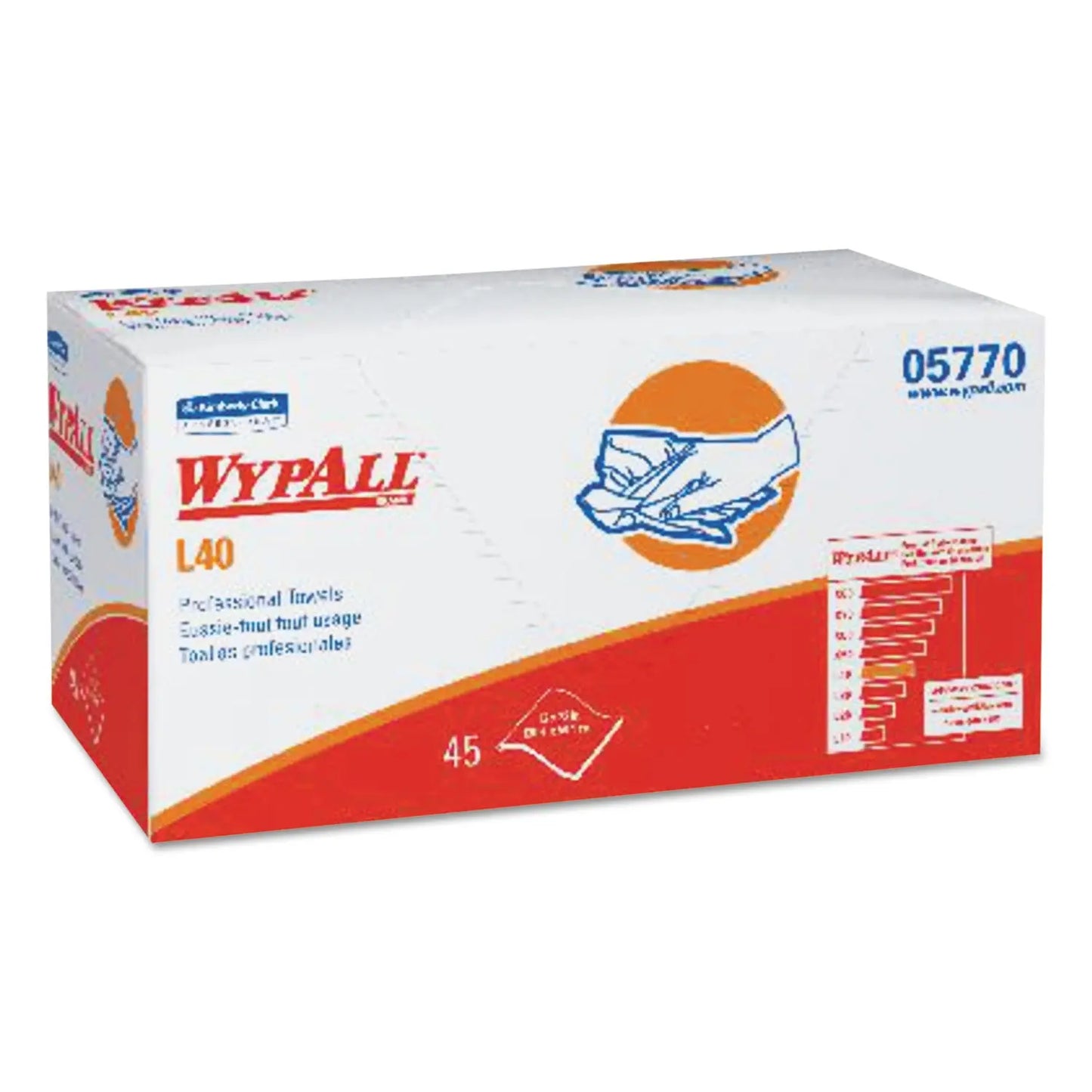 KCC05770 L40 Towels, Pro Towels, 12 x 23, White, 45/Box, 12 Boxes/Carton WypAll