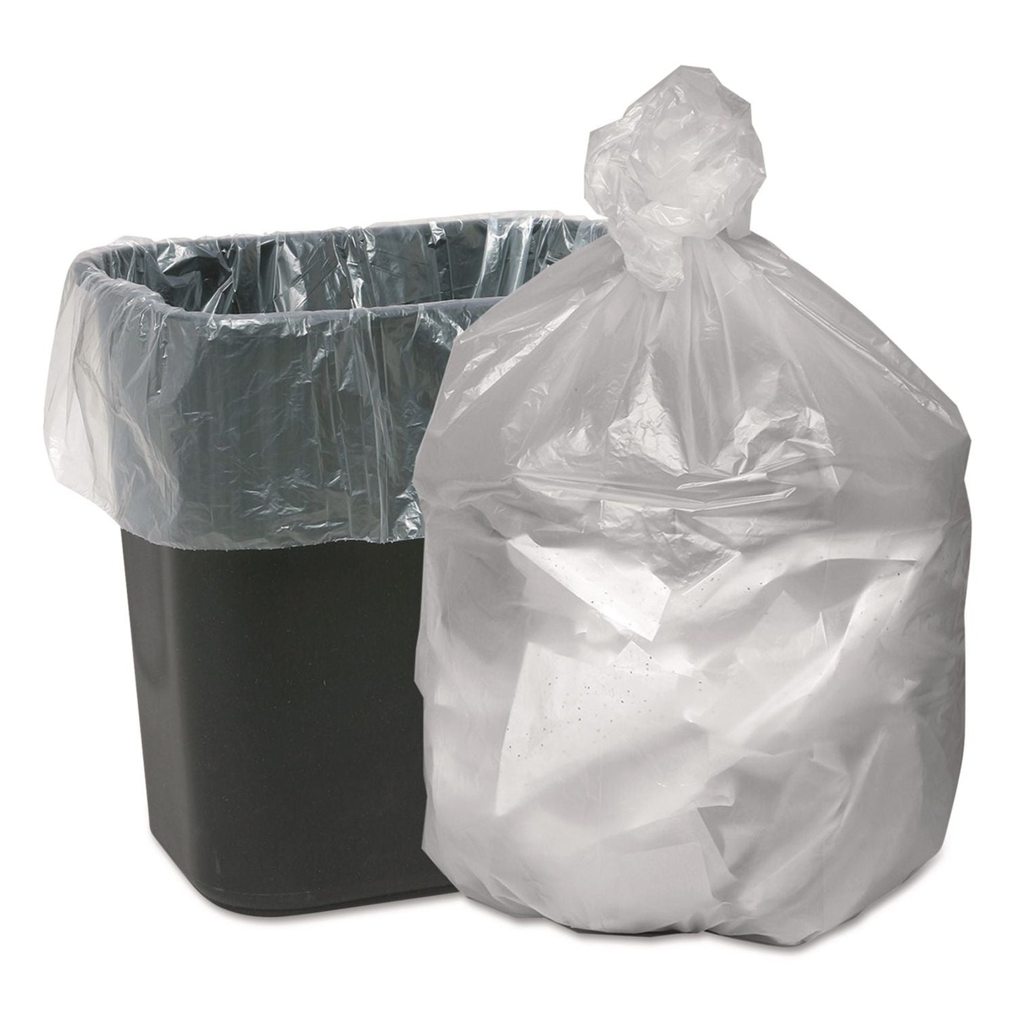 WBIGNT2424 Waste Can Liners, 10 gal, 6 mic, 24" x 24", Natural, 50 Bags/Roll, 20 Rolls/Carton Good 'n Tuff