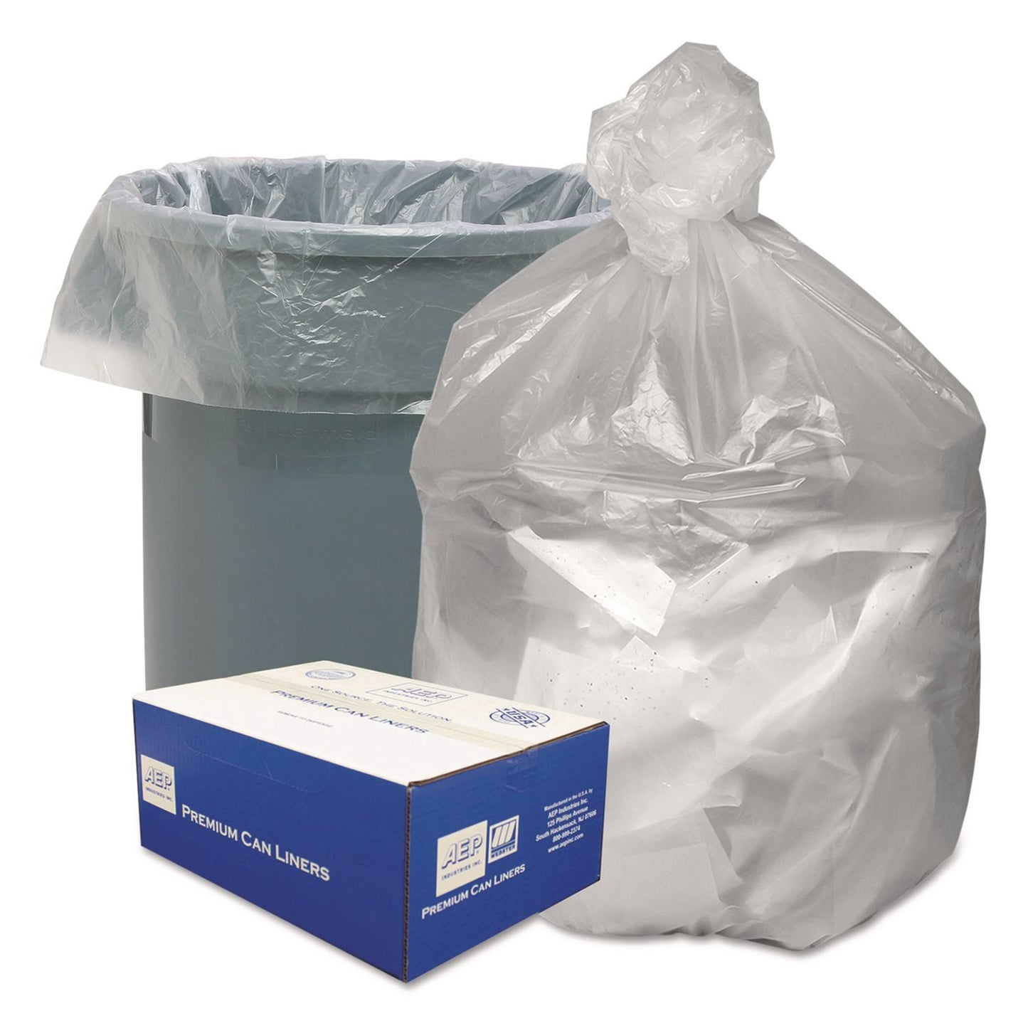 WBIGNT3340 Waste Can Liners, 33 Gal, 9 mic, 33" x 39", Clear, 25 Bags/Roll, 20 Rolls/Carton Good 'n Tuff