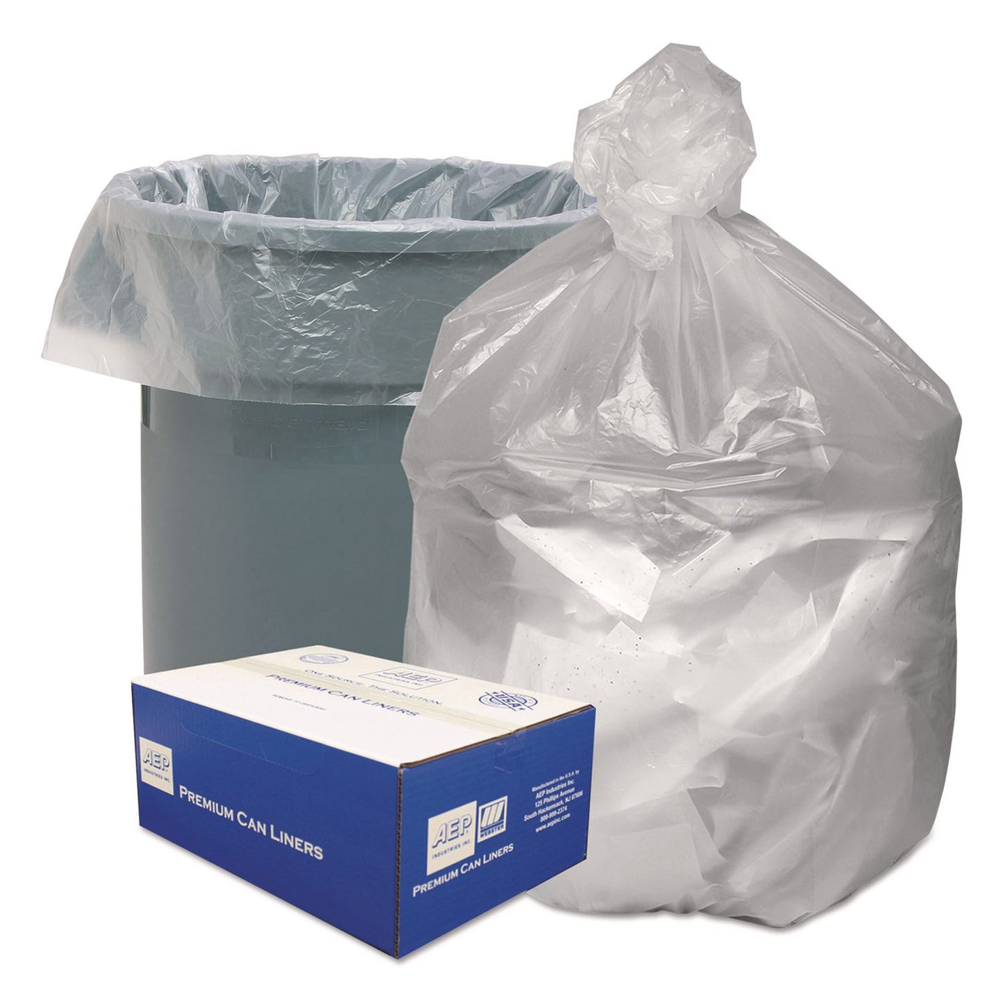 WBIGNT3037 Waste Can Liners, 30 gal, 8 mic, 30" x 36", Natural, 25 Bags/Roll, 20 Rolls/Carton