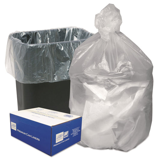 WBIHD24338N Can Liners, 16 gal, 8 mic, 24" x 33", Natural, 50 Bags/Roll, 20 Rolls/Carton