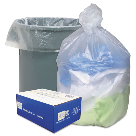 WBIHD434816N Can Liners, 56 gal, 16 mic, 43" x 48", Natural, 20 Bags/Roll, 10 Rolls/Carton