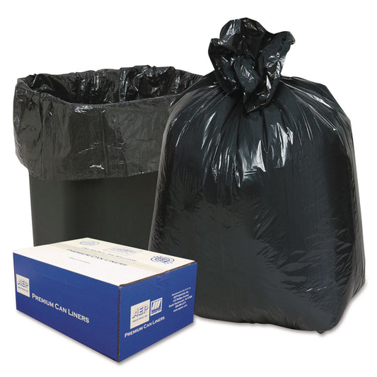 WBI242315B Linear Low-Density Can Liners, 10 gal, 0.6 mil, 24" x 23", Black, 25 Bags/Roll, 20 Rolls/Carton