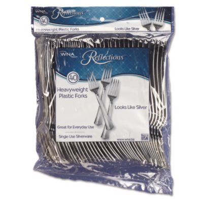 WNAREF320FK Reflections Heavyweight Plastic Utensils, Fork, Silver, 40/Pack, 8 Packs/Carton WNA, INC.