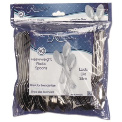 WNAREF320SP Reflections Heavyweight Plastic Utensils, Spoon, Silver, 40/Pack, 8 Packs/Carton WNA, INC.