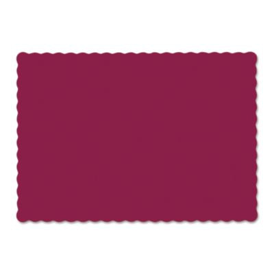 HFM310524 Placemats, Smooth Surface, Scalloped Edges, 13.5" x 9.5", Burgundy, 1,000/Carton