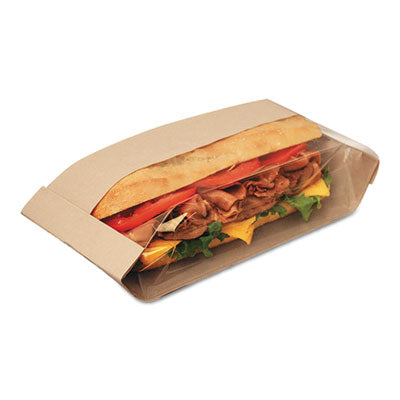 BGC300090 Dubl View Sandwich Bags, 11.75" x 4.25" x 2.75", Natural Brown/Clear, 500/Carton