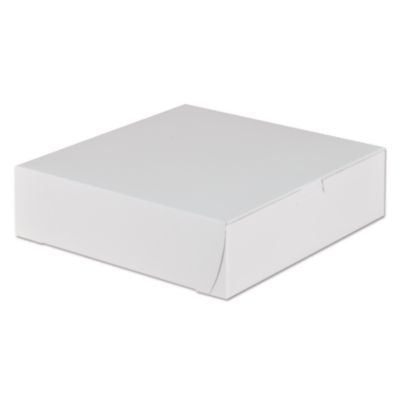 SCH0953 White One-Piece Non-Window Bakery Boxes, 9 x 9 x 2.5, White, Paper, 250/Carton