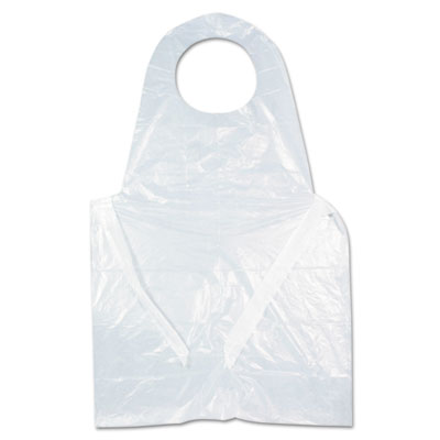 RPPRPA20 Heavyweight Poly Aprons, 28 x 46, 1 mil, One Size Fits All, White, 500/Carton AMERCAREROYAL