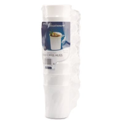 WNARSCWM8248W Classicware Plastic Coffee Mugs, 8 oz, White, 8/Pack, 24 Packs/Carton