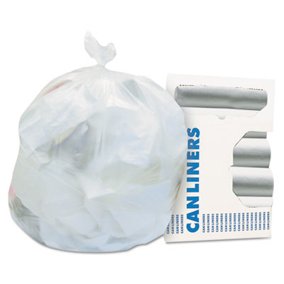 HERV8646HNR01 High-Density Waste Can Liners, 56 gal, 14 mic, 43" x 46", Natural, 25 Bags/Roll, 8 Rolls/Carton HERITAGE