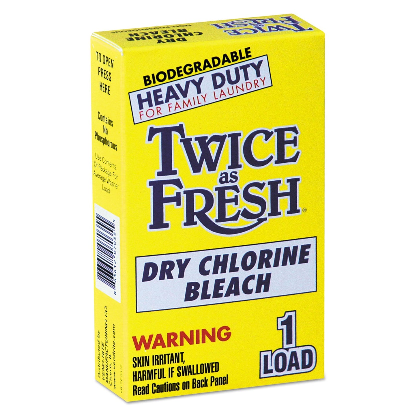 VEN2979646 Heavy Duty Coin-Vend Powdered Chlorine Bleach, 1 Load, 100/carton Twice as Fresh