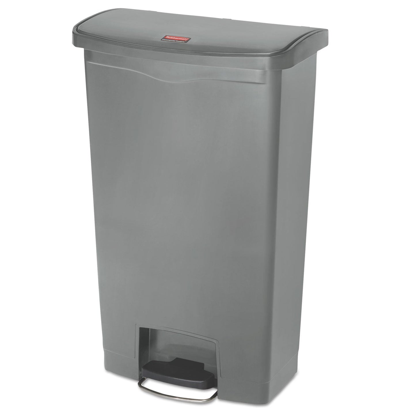 RCP1883604 Slim Jim Streamline Resin Step-On Container, Front Step Style, 18 gal, Polyethylene, Gray RUBBERMAID COMMERCIAL PROD.