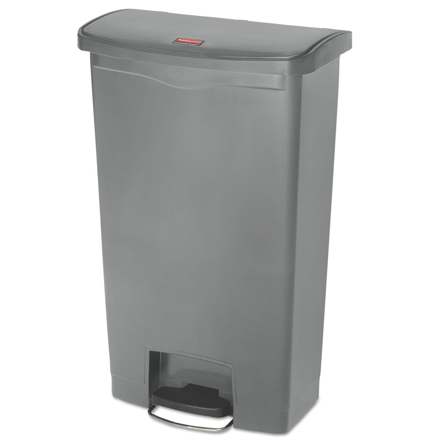 RCP1883604 Slim Jim Streamline Resin Step-On Container, Front Step Style, 18 gal, Polyethylene, Gray
