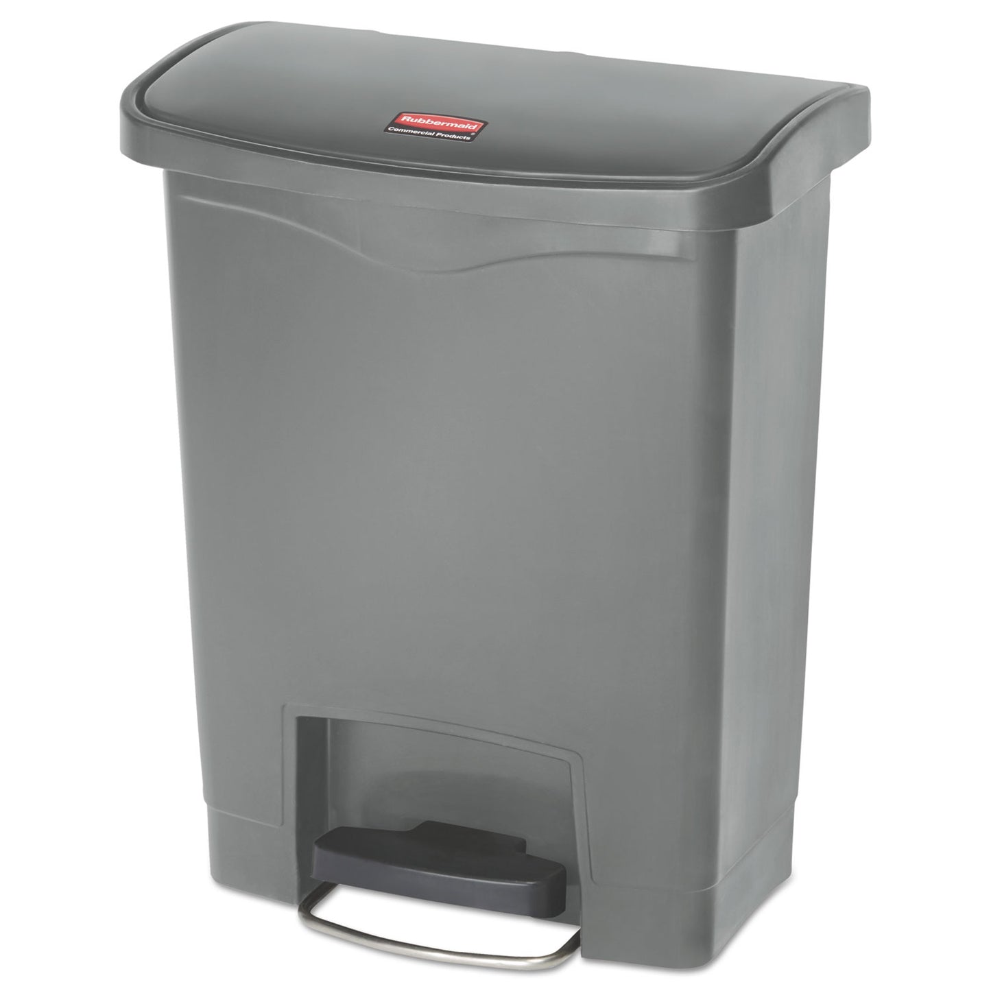 RCP1883600 Slim Jim Streamline Resin Step-On Container, Front Step Style, 8 gal, Polyethylene, Gray