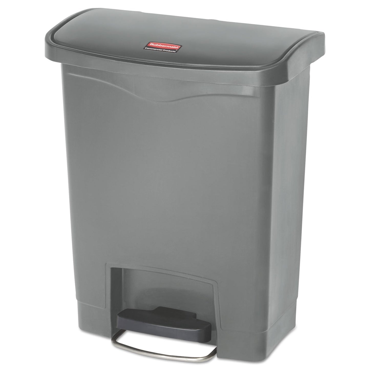 RCP1883600 Slim Jim Streamline Resin Step-On Container, Front Step Style, 8 gal, Polyethylene, Gray RUBBERMAID COMMERCIAL PROD.
