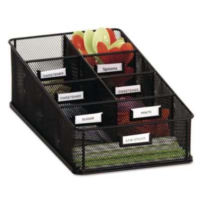SAF3291BL Onyx Breakroom Organizers, 7 Compartments, 16 x 8.5 x 5.25, Steel Mesh, Black