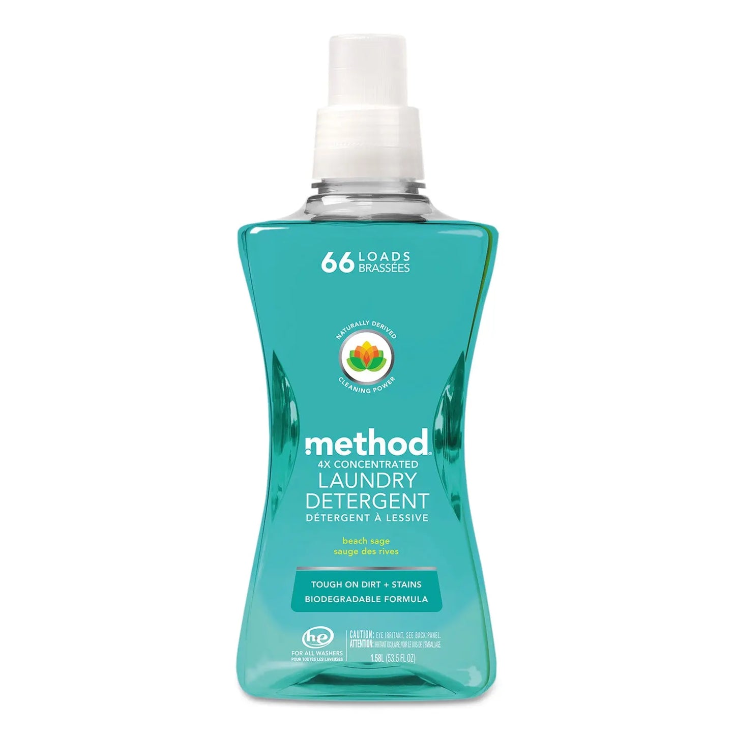 MTH01489 4x Concentrated Laundry Detergent, Beach Sage, 53.5 Oz Bottle, 4/carton Method