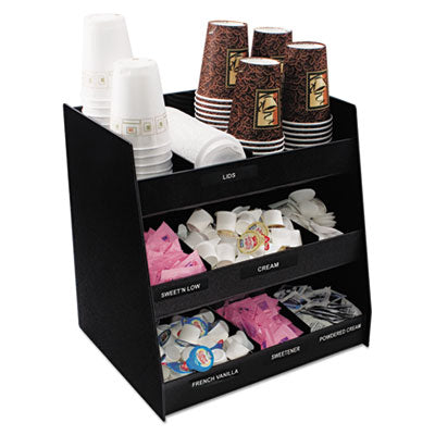 VRTVFC1515 Vertical Condiment Organizer, 9 Compartments, 14.5 x 11.75 x 15, Black