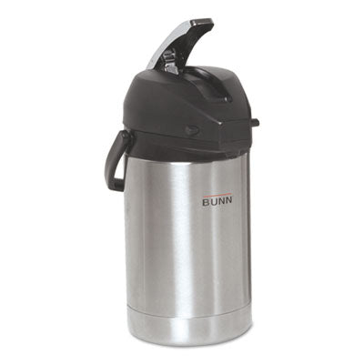 BUNAIRPOT25 Lever Action Airpot, 84 oz, Stainless Steel/Black
