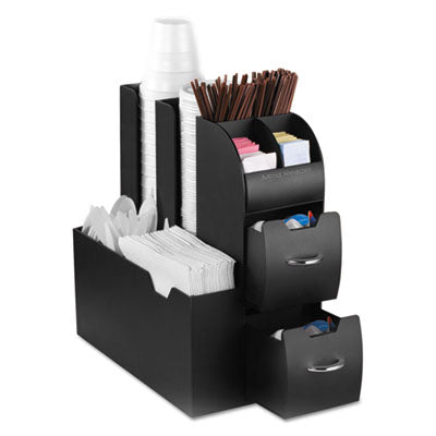 EMSCAD01BLK Coffee Condiment Caddy Organizer, 10 Compartments, 5.4 x 11 x 12.6, Black