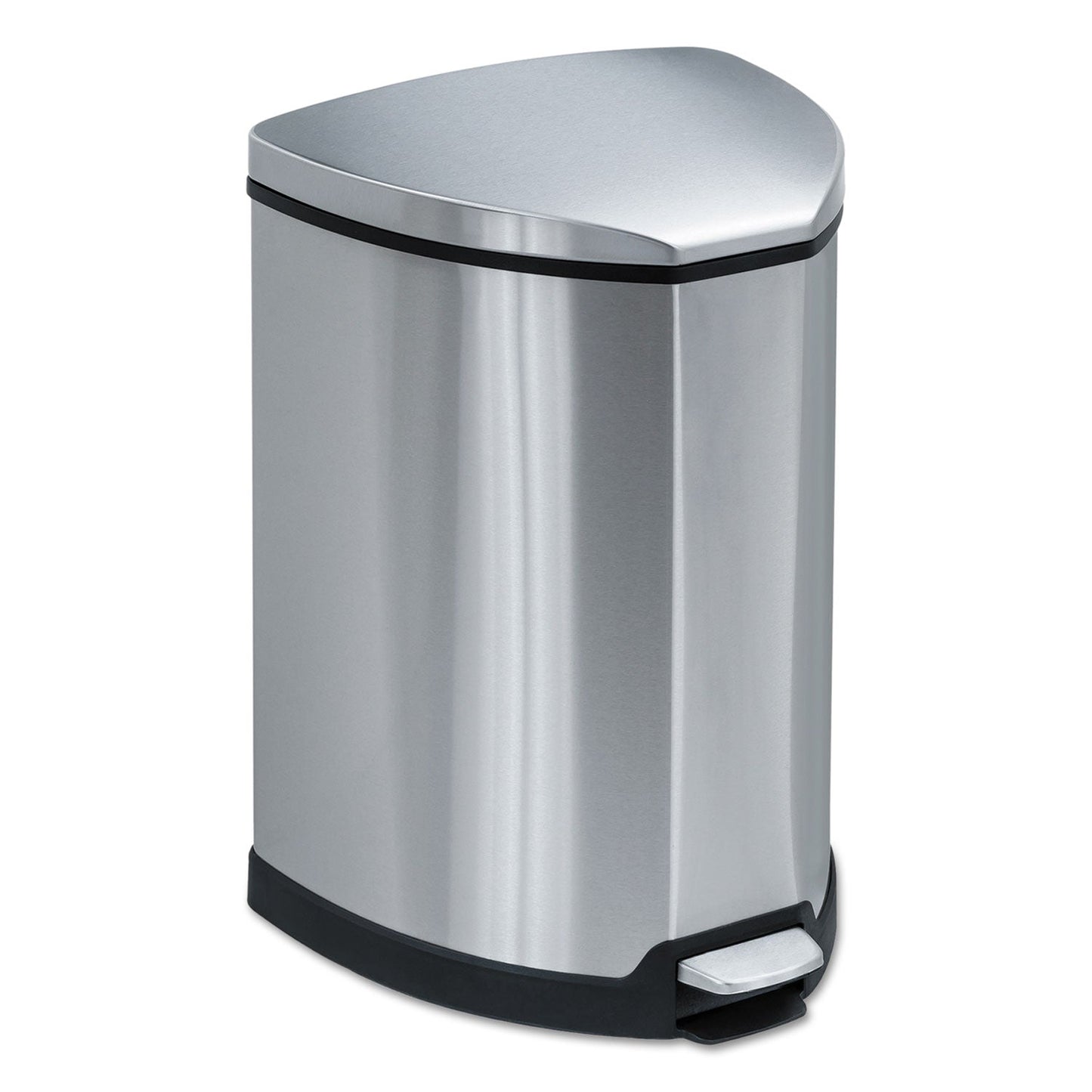 SAF9685SS Step-On Receptacle, 4 gal, Stainless Steel, Chrome/Black Safco