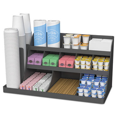 EMSCOMORG02BLK Extra Large Coffee Condiment and Accessory Organizer, 14 Compartment, 24 x 11.8 x 12.5, Black